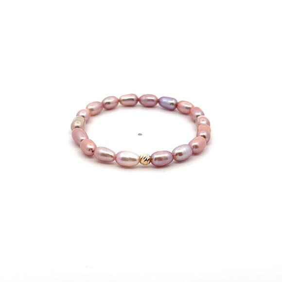 Natural Freshwater Rice Pearl Purple 18K Gold Bar Faceted Charm Bead - Picture 1 of 6